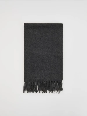 Reserved - Gładki szalik z frędzlami - ciemnoszary