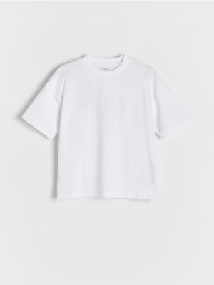 Reserved - Gładki t-shirt basic - biały