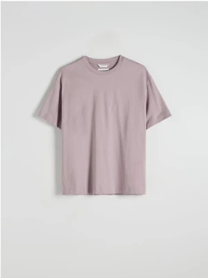 Reserved - Gładki T-shirt boxy - fioletowy