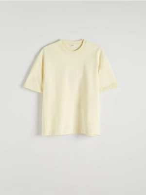 Reserved - Gładki T-shirt boxy - jasnożółty
