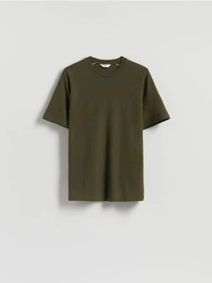 Reserved - Gładki t-shirt comfort fit - oliwkowy
