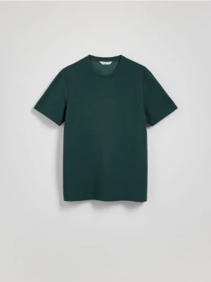 Reserved - Gładki t-shirt regular fit - zielony