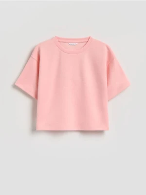 Reserved - Gładki t-shirt z modalem - jasnopomarańczowy