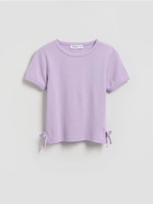 Reserved - Gładki t-shirt z modalem - lawendowy