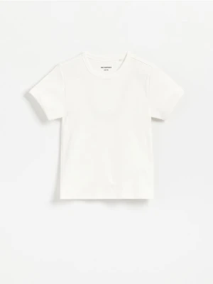 Reserved - Gładki t-shirt - złamana biel