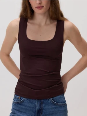 Reserved - Gładki top - brązowy