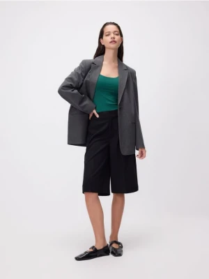 Reserved - Gładki top - ciemnozielony