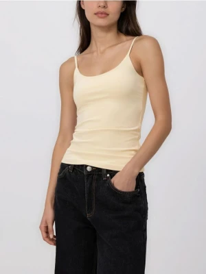 Reserved - Gładki top na ramiączkach - jasnożółty
