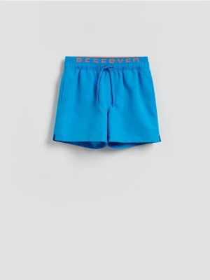 Reserved - Gładkie szorty plażowe - niebieski