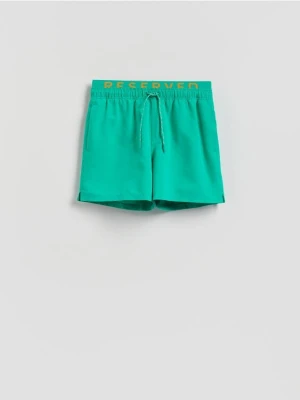 Reserved - Gładkie szorty plażowe - zielony