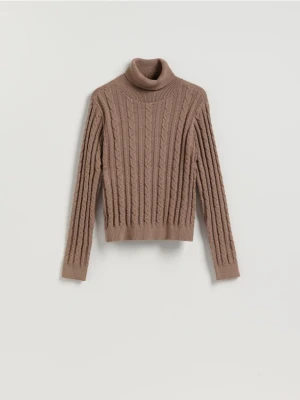 Reserved - Golf z dekoracyjnym splotem - brązowy