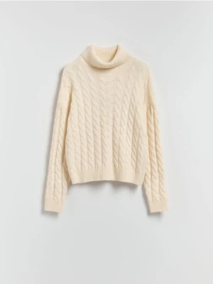 Reserved - Golf z ozdobnym splotem - kremowy