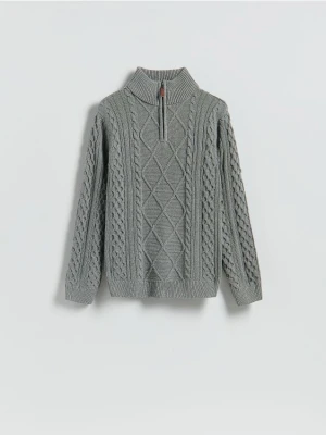 Reserved - Golf z warkoczowym splotem - szary