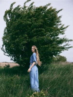 Reserved - Jeansowa bluzka z lyocellu - niebieski