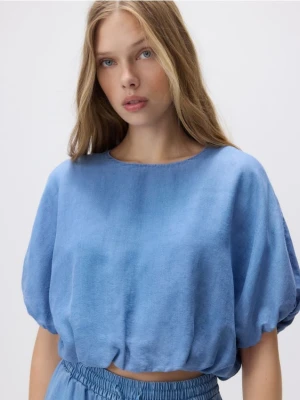 Reserved - Jeansowa bluzka z lyocellu - niebieski