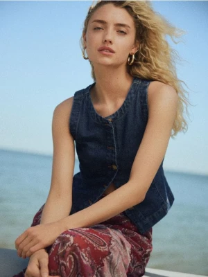 Reserved - Jeansowa kamizelka - granatowy