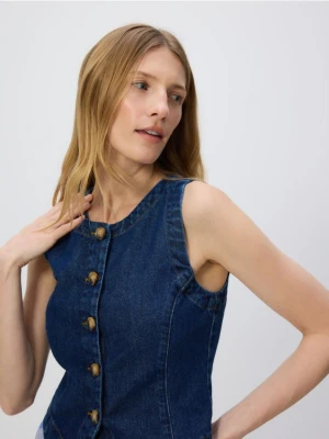 Reserved - Jeansowa kamizelka - granatowy