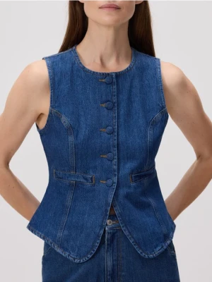 Reserved - Jeansowa kamizelka - niebieski