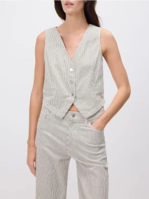 Reserved - Jeansowa kamizelka w paski - biały