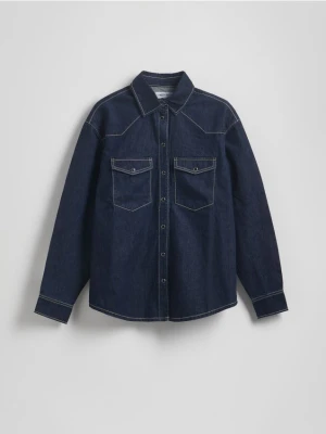 Reserved - Jeansowa koszula oversize - granatowy