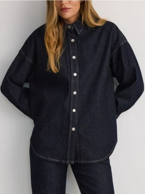 Reserved - Jeansowa koszula oversize - granatowy