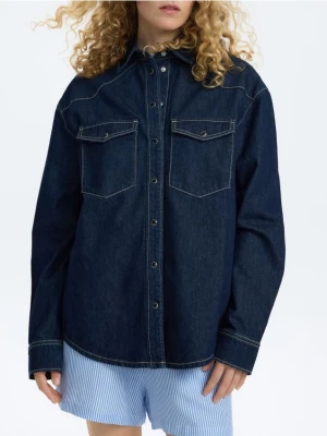 Reserved - Jeansowa koszula oversize - granatowy