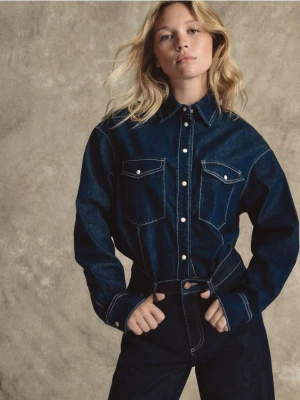 Reserved - Jeansowa koszula oversize - granatowy