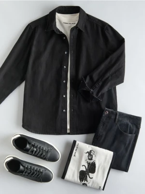 Reserved - Jeansowa koszula regular fit - czarny