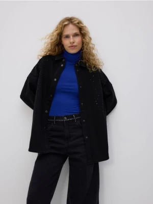 Reserved - Jeansowa koszula z aplikacjami - czarny