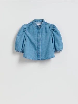 Reserved - Jeansowa koszula z bufiastymi rękawami - niebieski