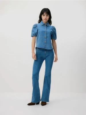 Reserved - Jeansowa koszula z bufiastymi rękawami - niebieski