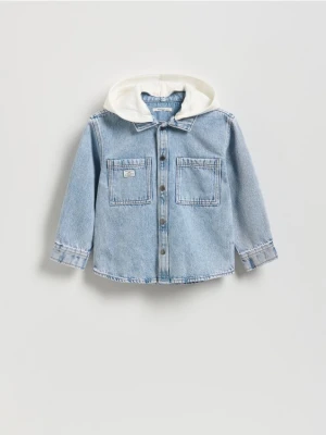 Reserved - Jeansowa koszula z kapturem - niebieski