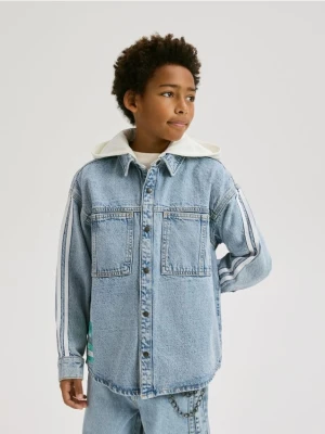 Reserved - Jeansowa koszula z kapturem - niebieski