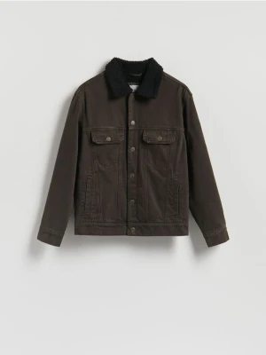 Reserved - Jeansowa kurtka sherpa - brązowy