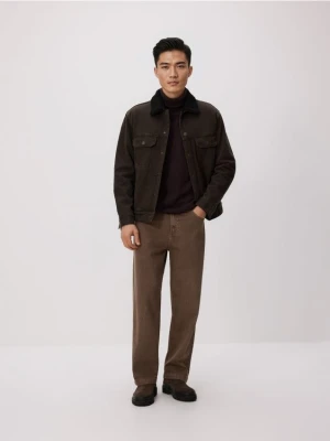 Reserved - Jeansowa kurtka sherpa - brązowy