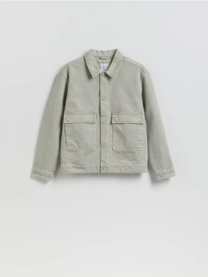 Reserved - Jeansowa kurtka z efektem sprania - zielony