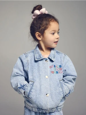 Reserved - Jeansowa kurtka z haftem - niebieski