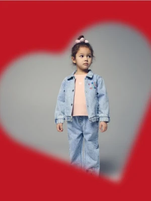 Reserved - Jeansowa kurtka z haftem - niebieski