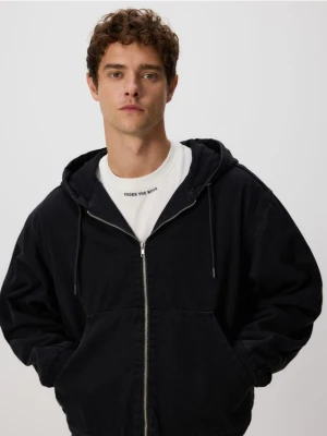 Reserved - Jeansowa kurtka z kapturem - czarny