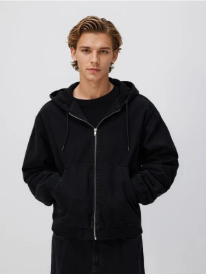 Reserved - Jeansowa kurtka z kapturem - czarny
