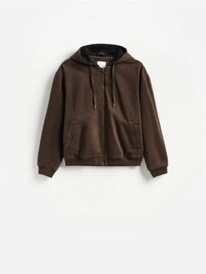 Reserved - Jeansowa kurtka z kapturem - dark grey jeans