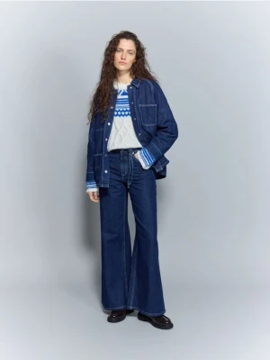 Reserved - Jeansowa kurtka z kieszeniami - granatowy