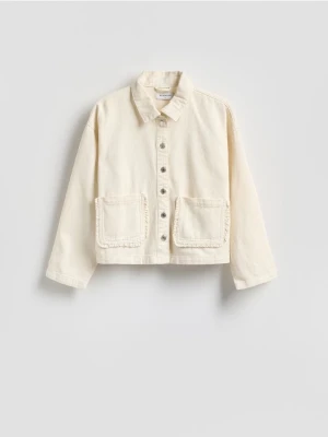 Reserved - Jeansowa kurtka z kieszeniami - złamana biel