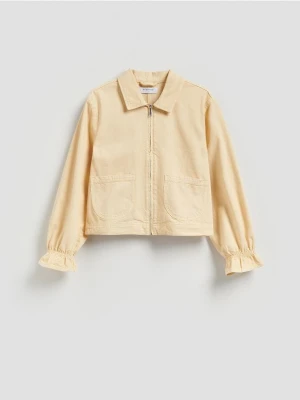 Reserved - Jeansowa kurtka z kołnierzykiem - żółty