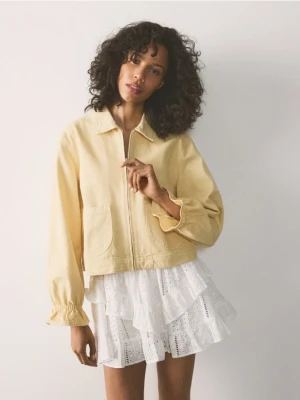 Reserved - Jeansowa kurtka z kołnierzykiem - żółty