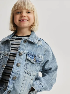 Reserved - Jeansowa kurtka z przetarciami - niebieski