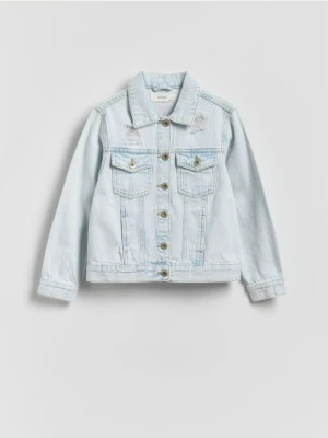Reserved - Jeansowa kurtka z przetarciami - niebieski