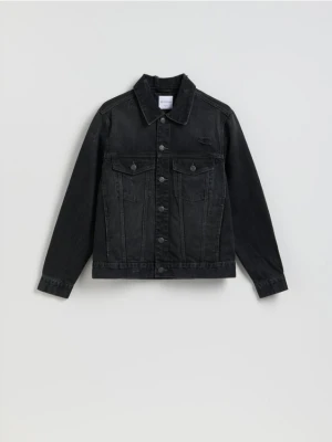 Reserved - Jeansowa kurtka z przetarciami - szary