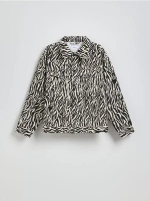 Reserved - Jeansowa kurtka ze zwierzęcym wzorem - wielobarwny