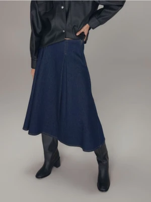 Reserved - Jeansowa spódnica midi - granatowy